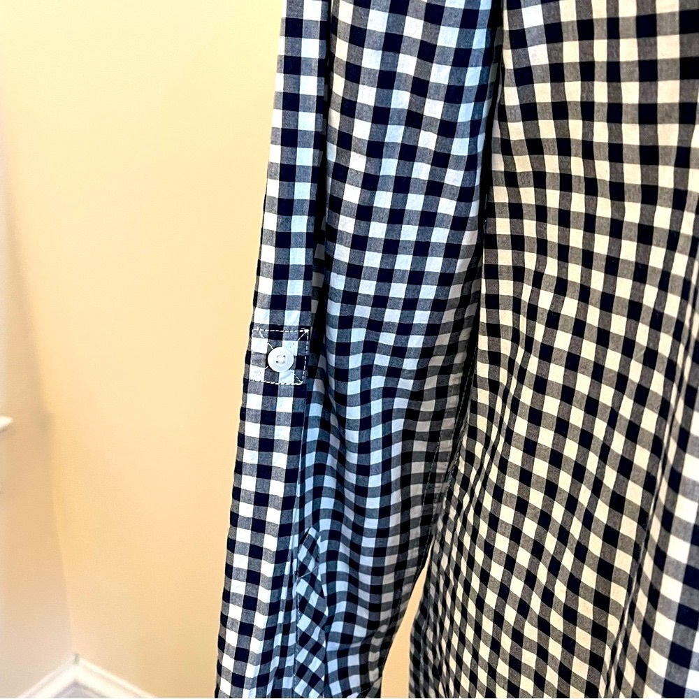 Talbots Blue White Gingham Button Down Tunic S EUC - image 3